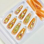 reusable bridal crystal beaded short coffin high quality 24 pcs nails set - Image 5