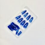 reusable marble glitter luminecent blue  12 pcs nails set - Image 3