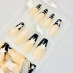 reusable nude black coffin french funky 12 pcs nails set - Image 4