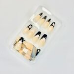 reusable nude black coffin french funky 12 pcs nails set - Image 2
