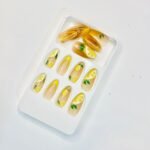 reusable lemon french printed almond 12 pcs nails set - Image 2