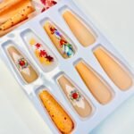 reusable orange ombvre crystal beaded 12 pcs coffin nails set - Image 4