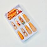 reusable orange ombvre crystal beaded 12 pcs coffin nails set - Image 2