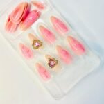 reusable princess heart pink almond 24 pcs nails set - Image 3