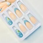 3D sky blue french pearl gel nail 12 pcs nails set - Image 3