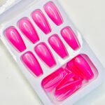 reusable Shocking pink plain 12 pcs nails set - Image 3