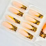 reusable cheeta ornage coffin 12 pcs nails set - Image 4