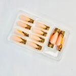 reusable cheeta ornage coffin 12 pcs nails set - Image 3