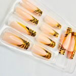 reusable cheeta ornage coffin 12 pcs nails set - Image 2