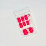 reusable marble glitter shocking pink  12 pcs nails set - Image 2