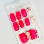 reusable marble glitter shocking pink  12 pcs nails set - Image 4