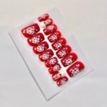 christmas snow maroon printed nails set - Image 2