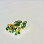 desi metalic green beaded jhumki - Image 2