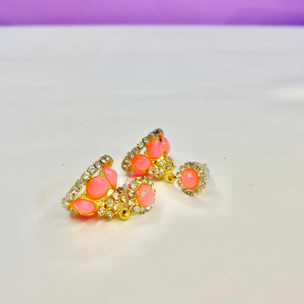 WhatsApp Image 2025-11-03 at 6.54.15 PM (1) baby pink crystal jhumar jhumki - Image 1