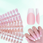 nude pink french press-on almond-shaped false nails. - Image 4