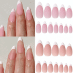nude pink french press-on almond-shaped false nails. - Image 2